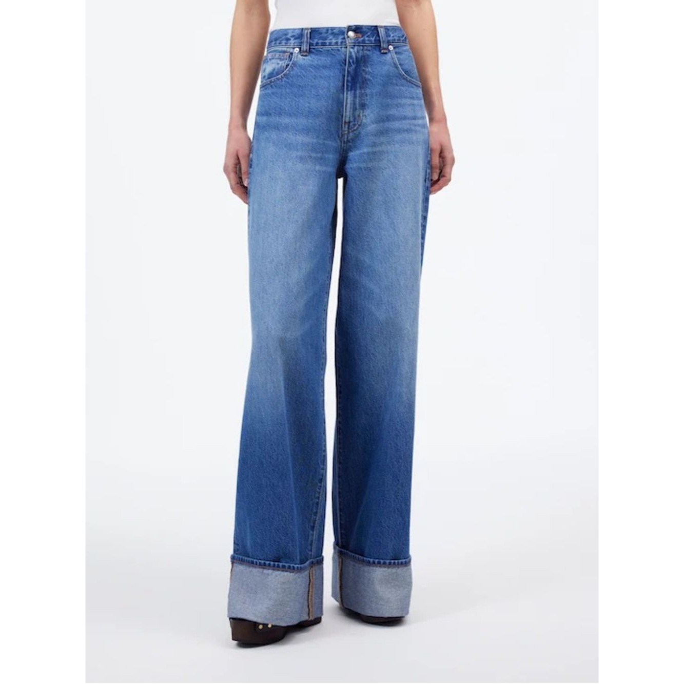 Madewell Rigid Fannin Wash Bohemian Downtown Superwide-Leg Denim Jeans Size 26